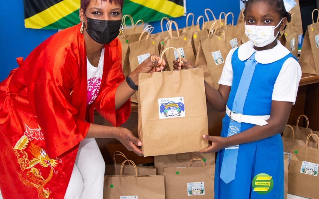 The Seprod team donates literacy packages to children across the country.